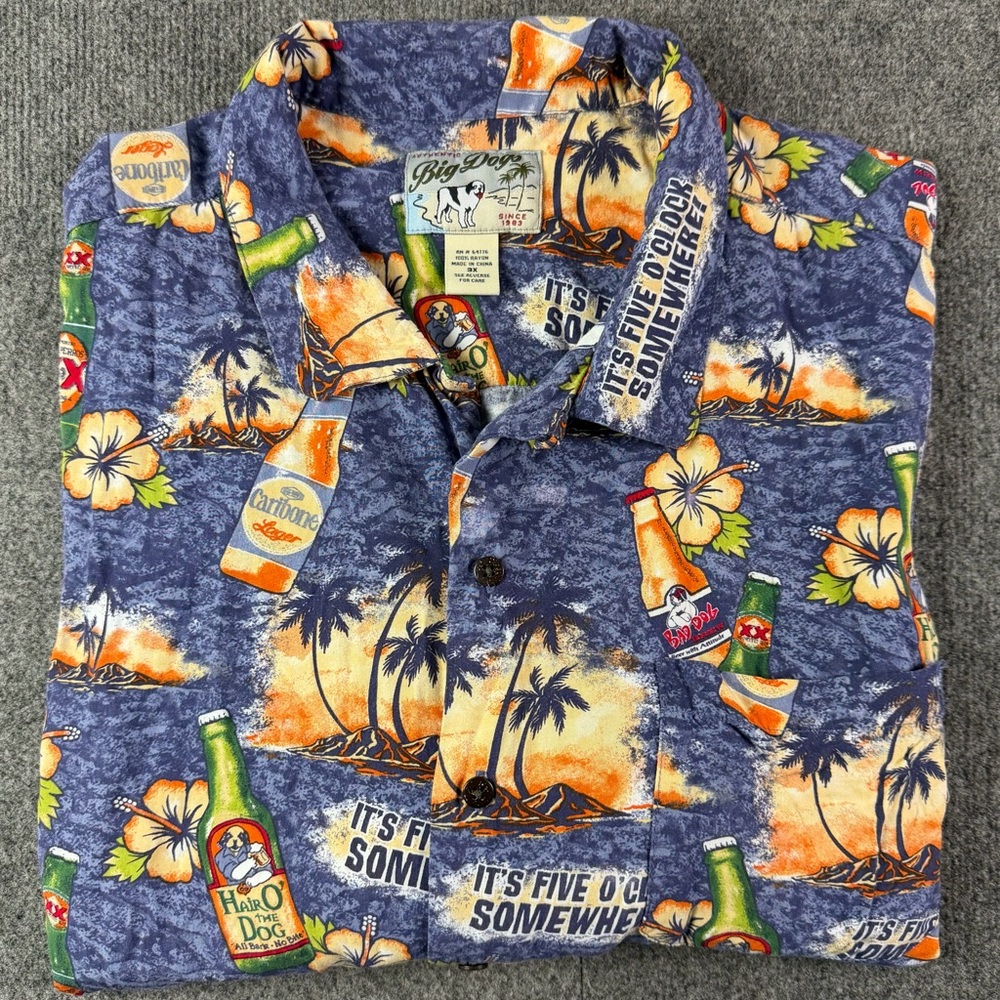 Big Dogs Mens 100% Rayon Short Sleeve Hawaiian Shirt Size 3XL Multicolor
